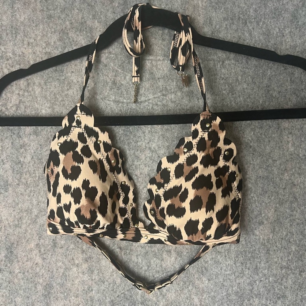 Kate Spade  Women Size Small‎ Crystal Cove Leopard Print Triangle Bikini Top
